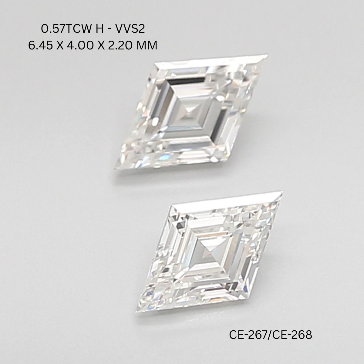 0.57 CT H VVS2 LOZENGE diamond Pairs Inventory