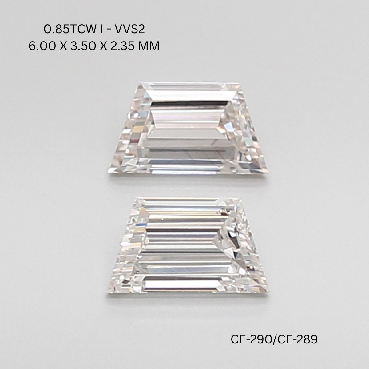 0.85 CT I VVS2 TRAPEZOID diamond Pairs Inventory