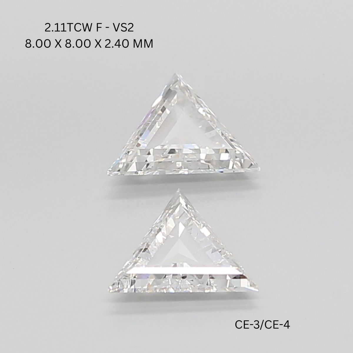 2.11 CT F VS2 TRIANGULAR diamond Pairs Inventory
