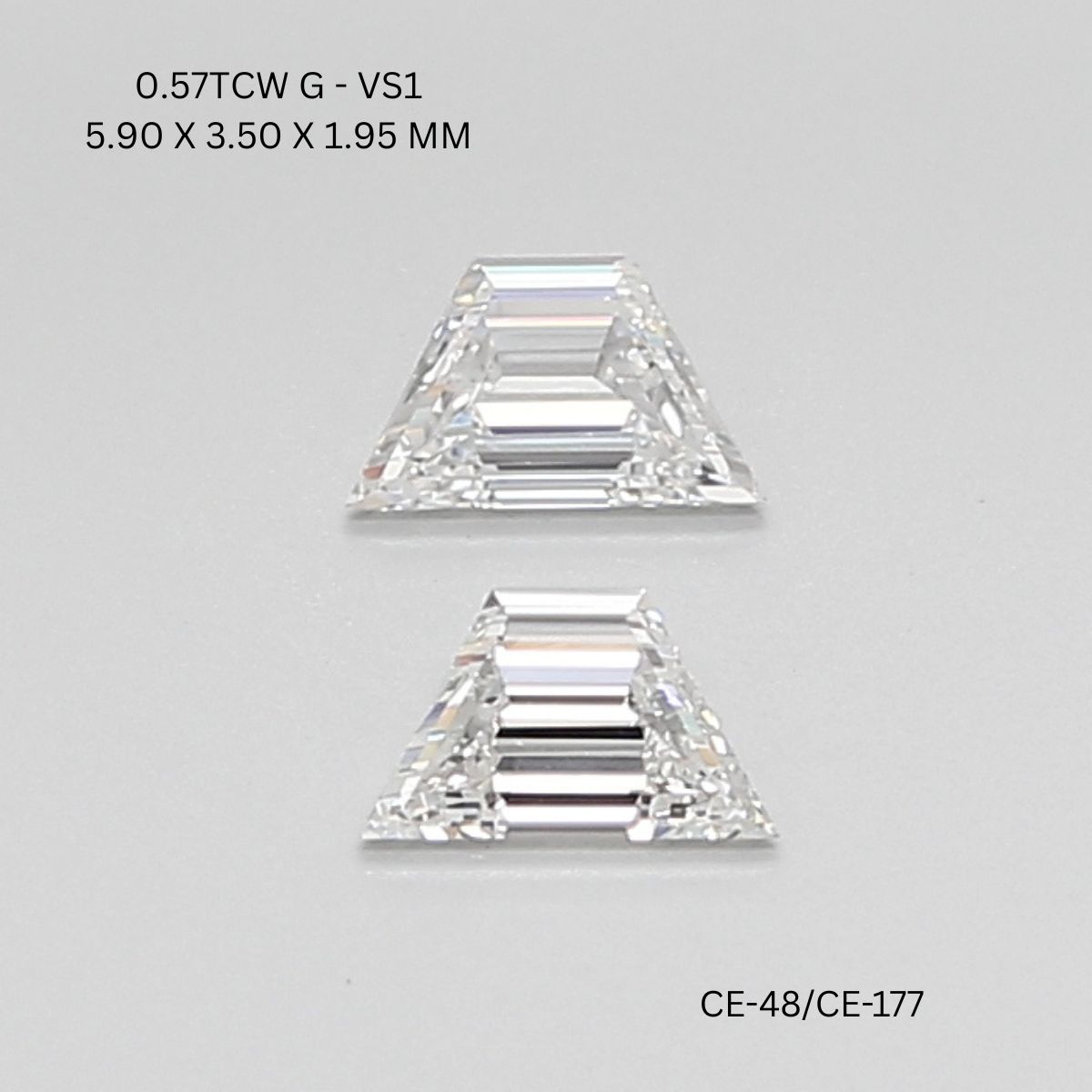 0.57 CT G VS1 TRAPEZOID diamond Pairs Inventory