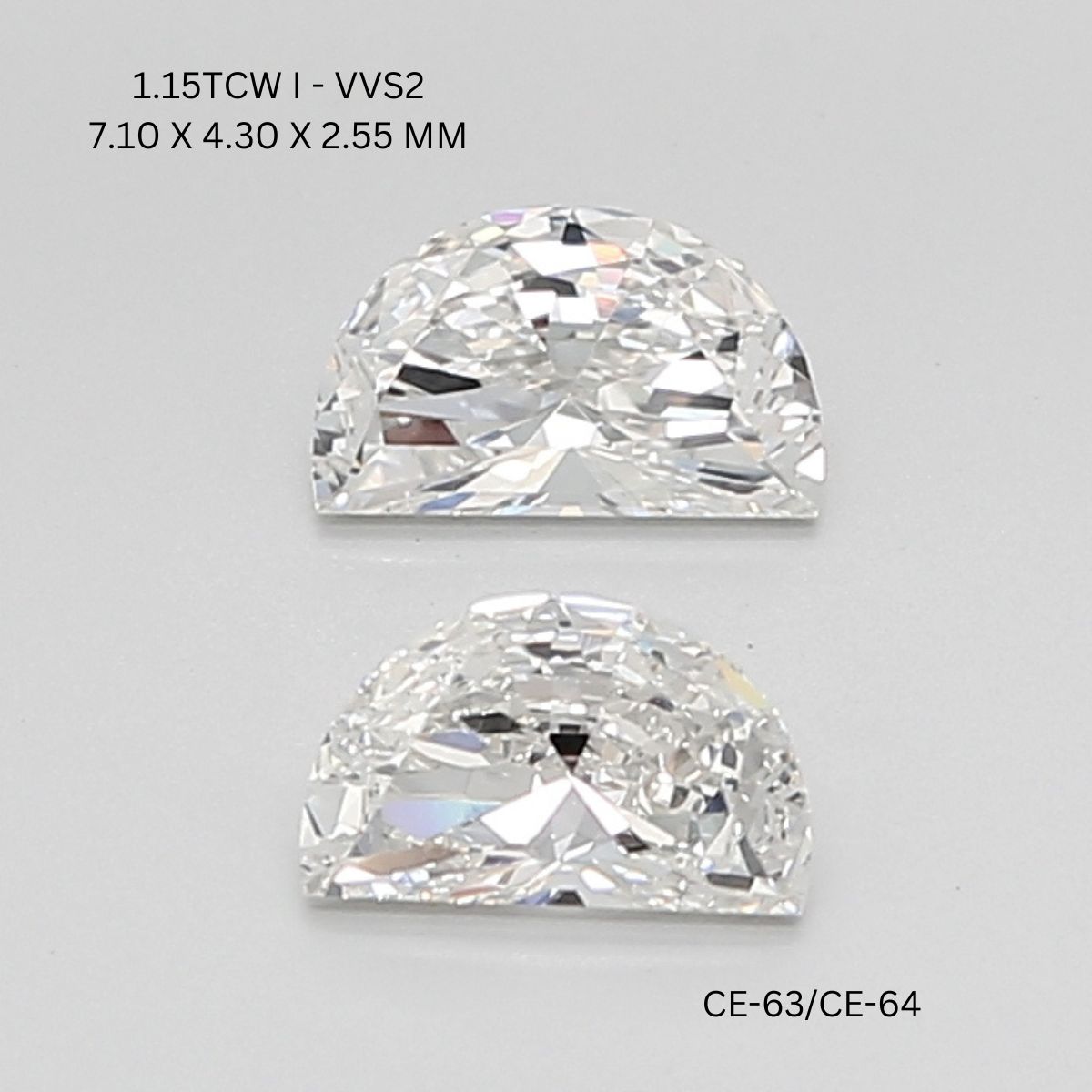 1.15 CT I VVS2 HALF MOON diamond Pairs Inventory
