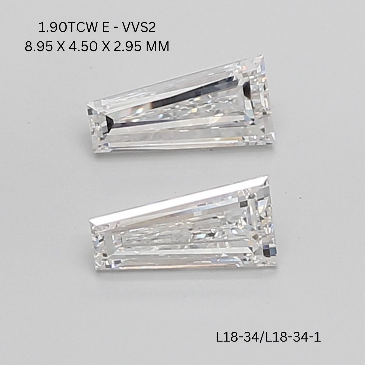 1.9 CT E VVS2 TAPER diamond Pairs Inventory