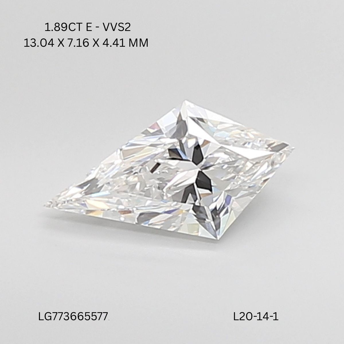 1.89 CT E VVS2 KITE diamond Fancy Shape