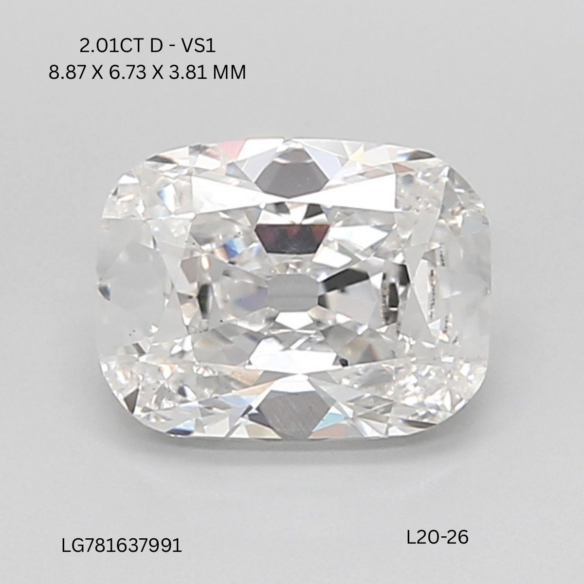 2.01 CT D VS1 CUSHION diamond Fancy Shape