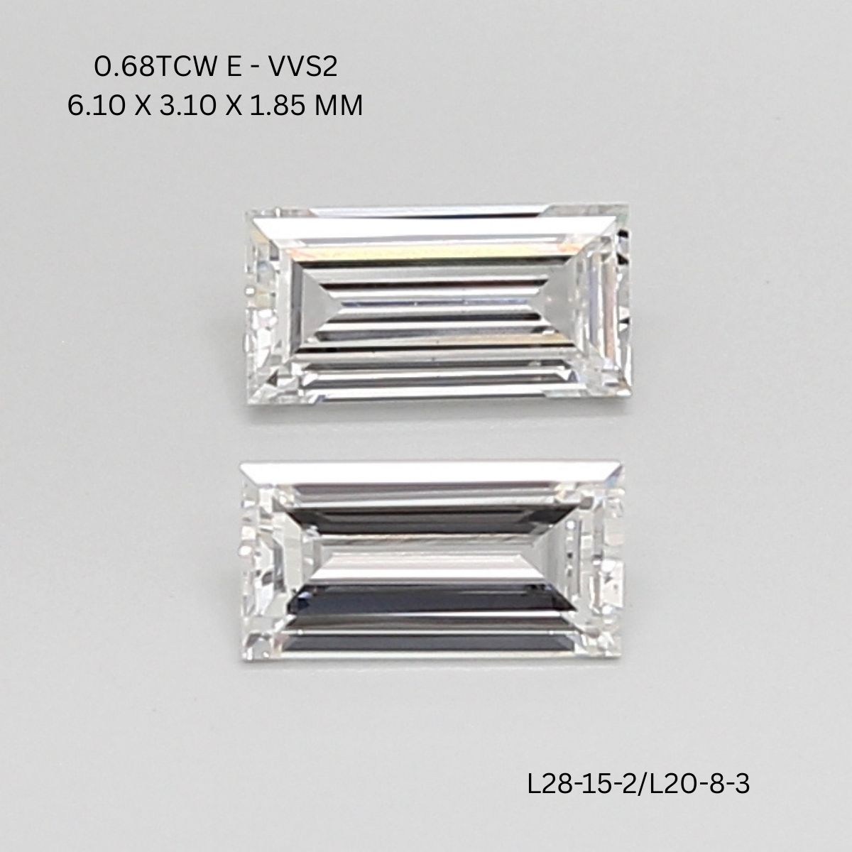 0.68 CT E VVS2 BAGUETTE diamond Pairs Inventory