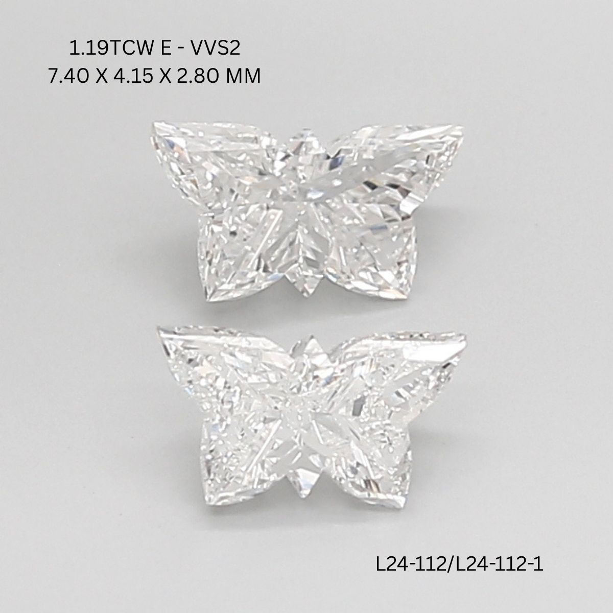 1.19 CT E VVS2 BUTTERFLY diamond Pairs Inventory