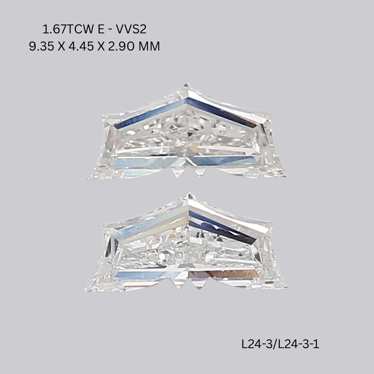 1.67 CT E VVS2 BAT diamond Pairs Inventory