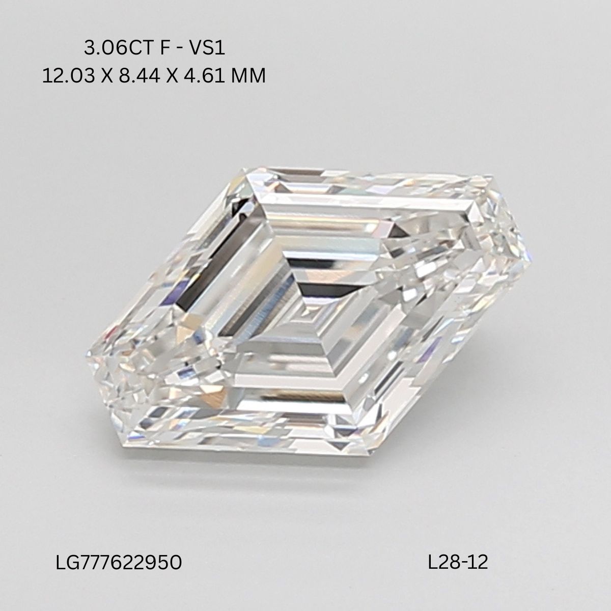 3.06 CT F VS1 LOZENGE diamond Fancy Shape