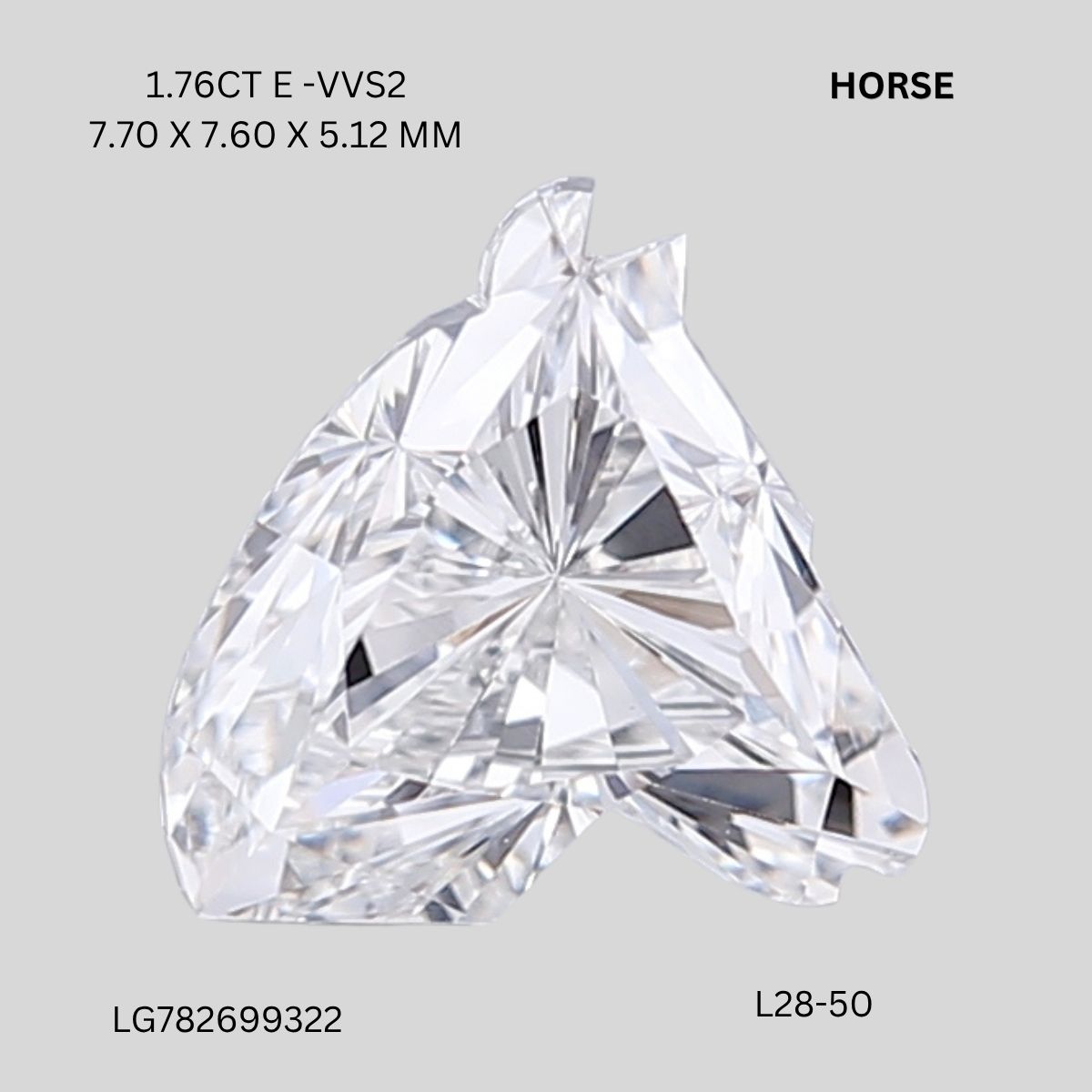 1.76 CT E VVS2 HORSE diamond Fancy Shape