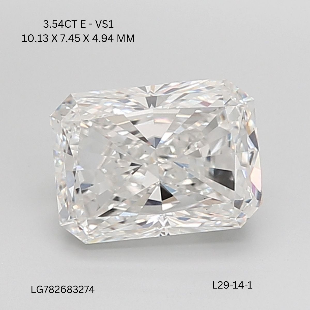 3.54 CT E VS1 RADIANT diamond Fancy Shape