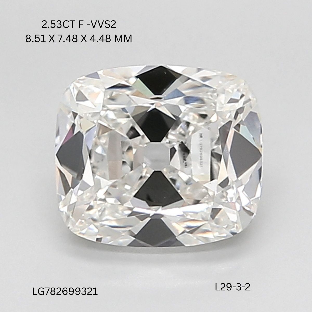 2.53 CT F VVS2 CUSHION diamond Fancy Shape