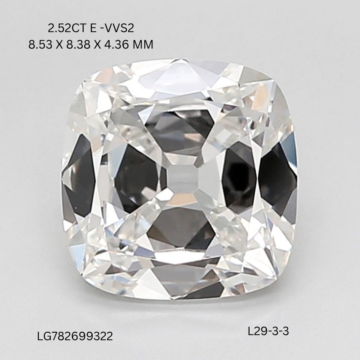 2.52 CT E VVS2 CUSHION diamond Fancy Shape
