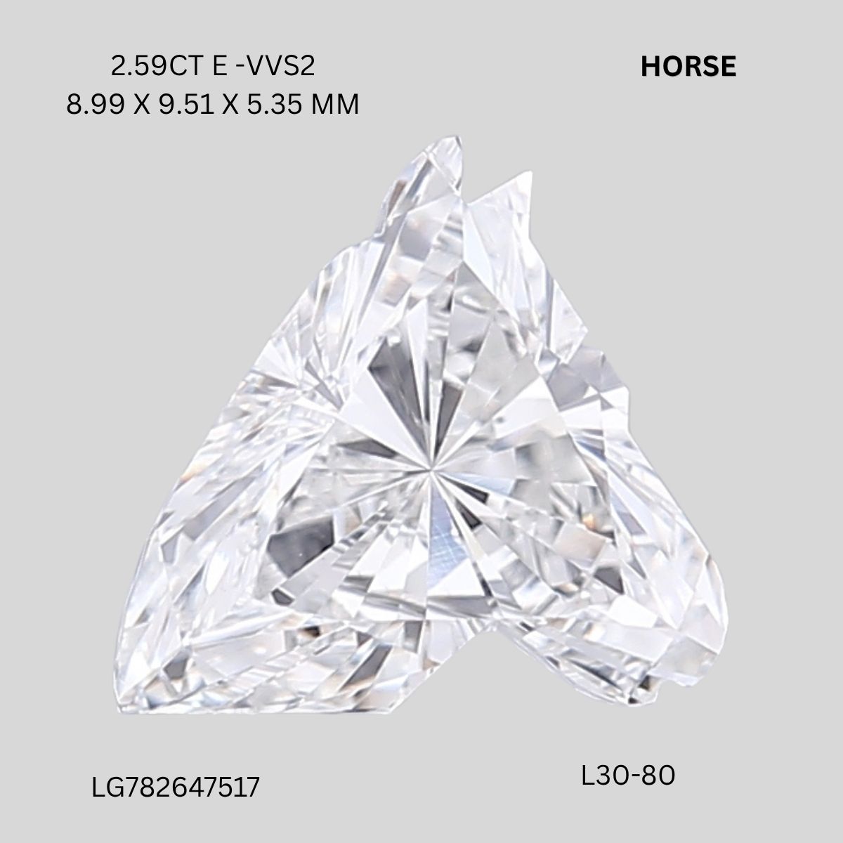 2.59 CT E VVS2 HORSE diamond Fancy Shape