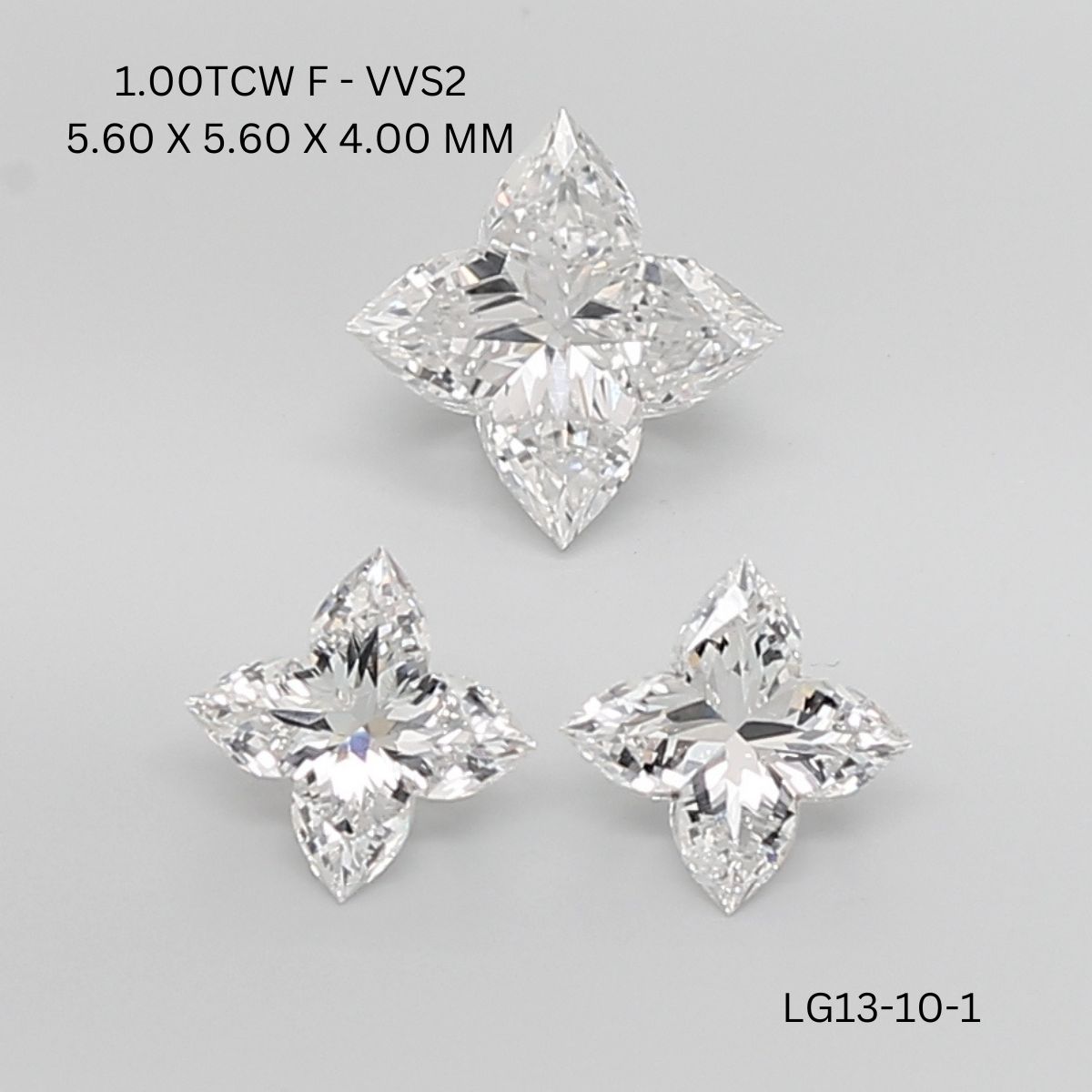 2.07CT F VVS2 Princess Precision Lab Grown Diamond Pair 5.6*5.6*4MM