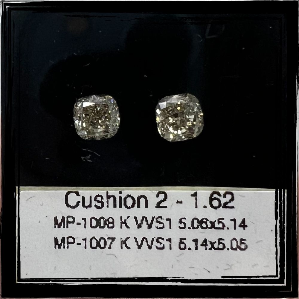 1.62 CT K VS1 CUSHION diamond Pairs Inventory