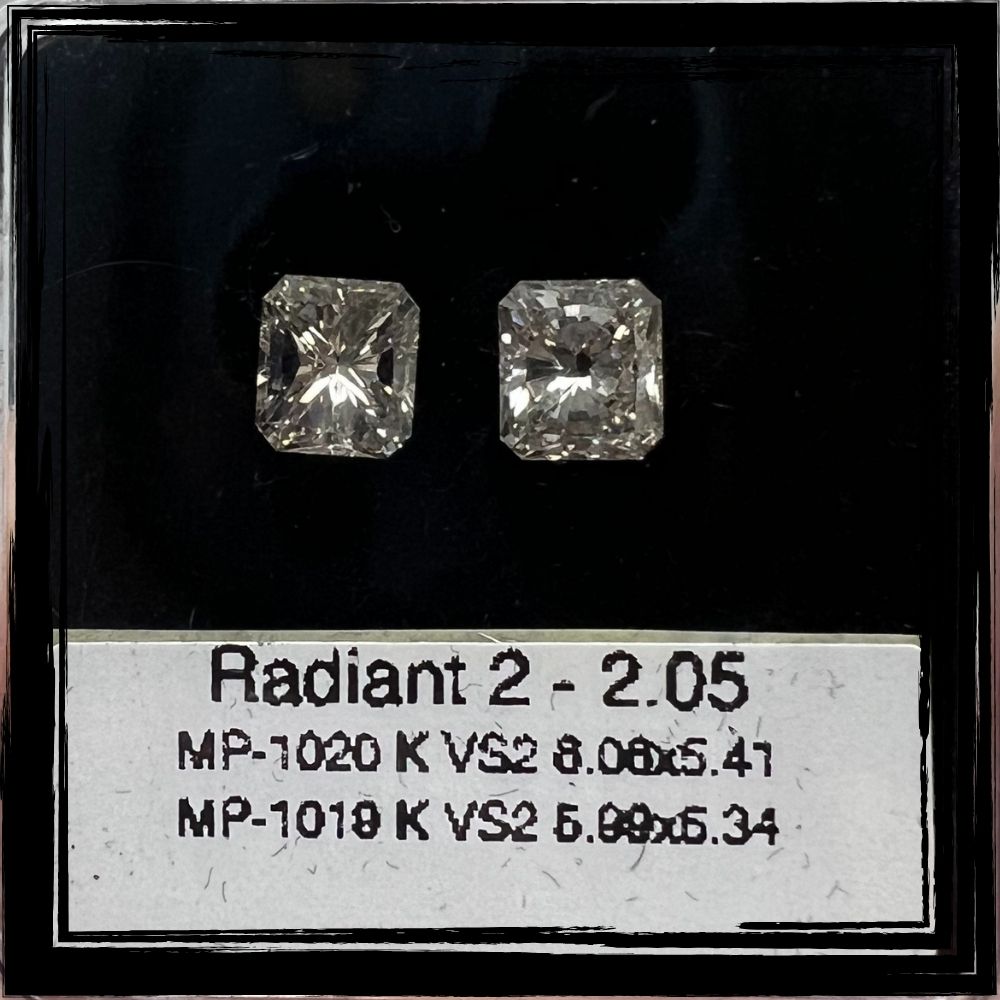 2.05 CT K VS2 RADIANT diamond Pairs Inventory