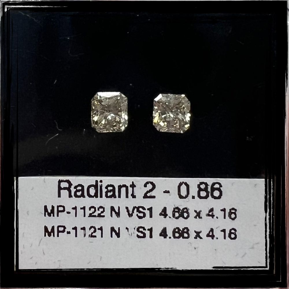 0.86 CT N VS1 RADIANT diamond Pairs Inventory
