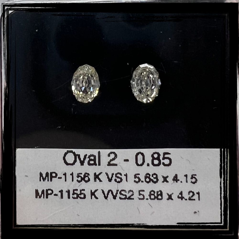 0.85 CT K VVS2 OVAL diamond Pairs Inventory