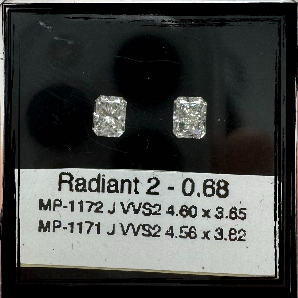 0.68 CT J VVS2 RADIANT diamond Pairs Inventory