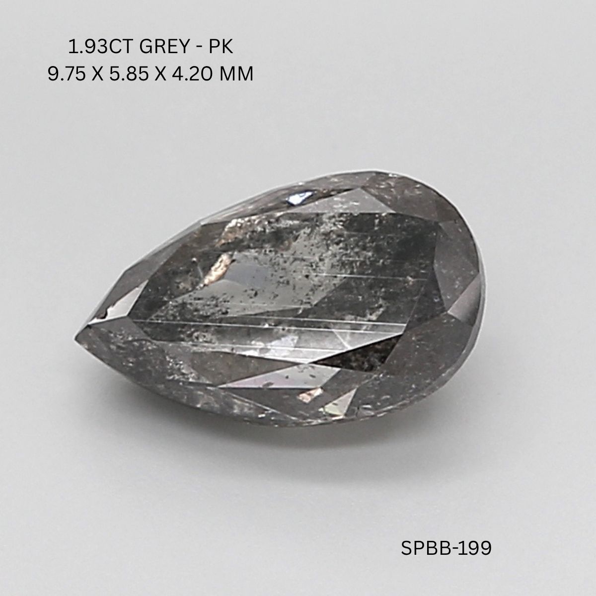 1.93 CT GREY PK PEAR diamond Salt & Pepper