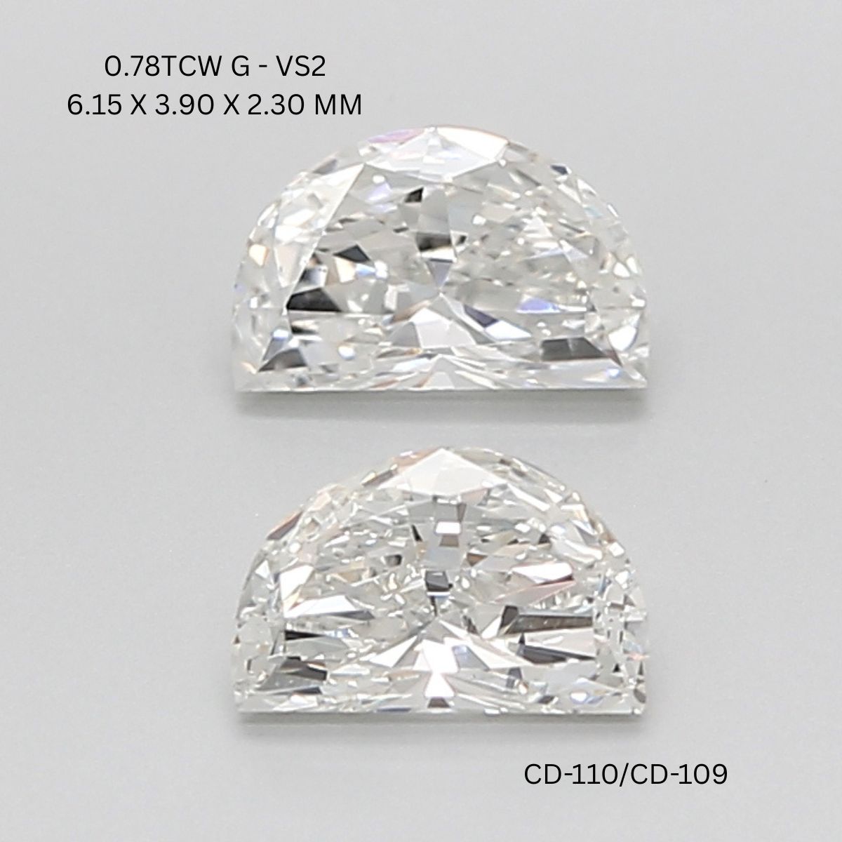 Half moon cut diamond pair matching natural diamonds for jewelry side stones VS clarity
