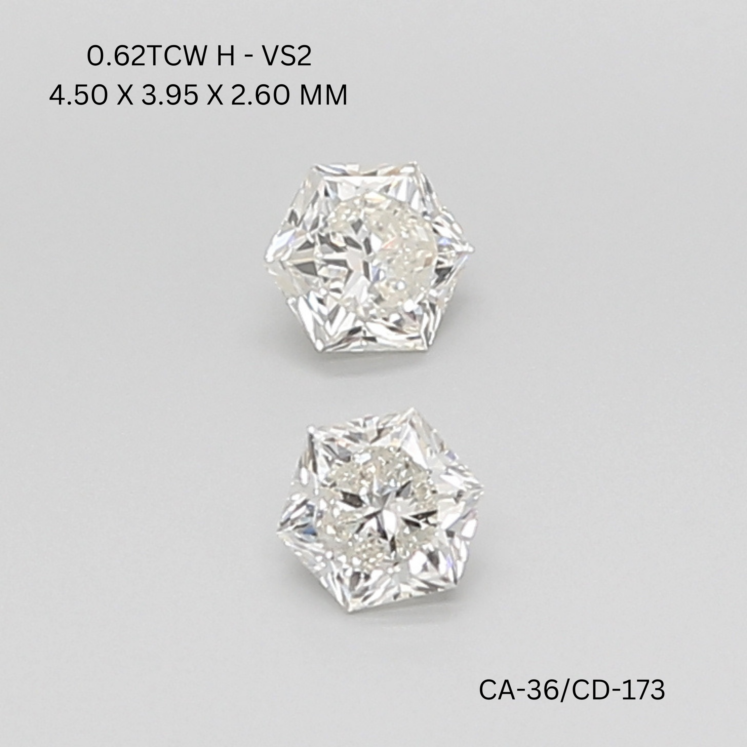 Hexagon diamond matching pair 0.62 carat H Color VS2 Clarity natural fancy shape diamonds supplier USA