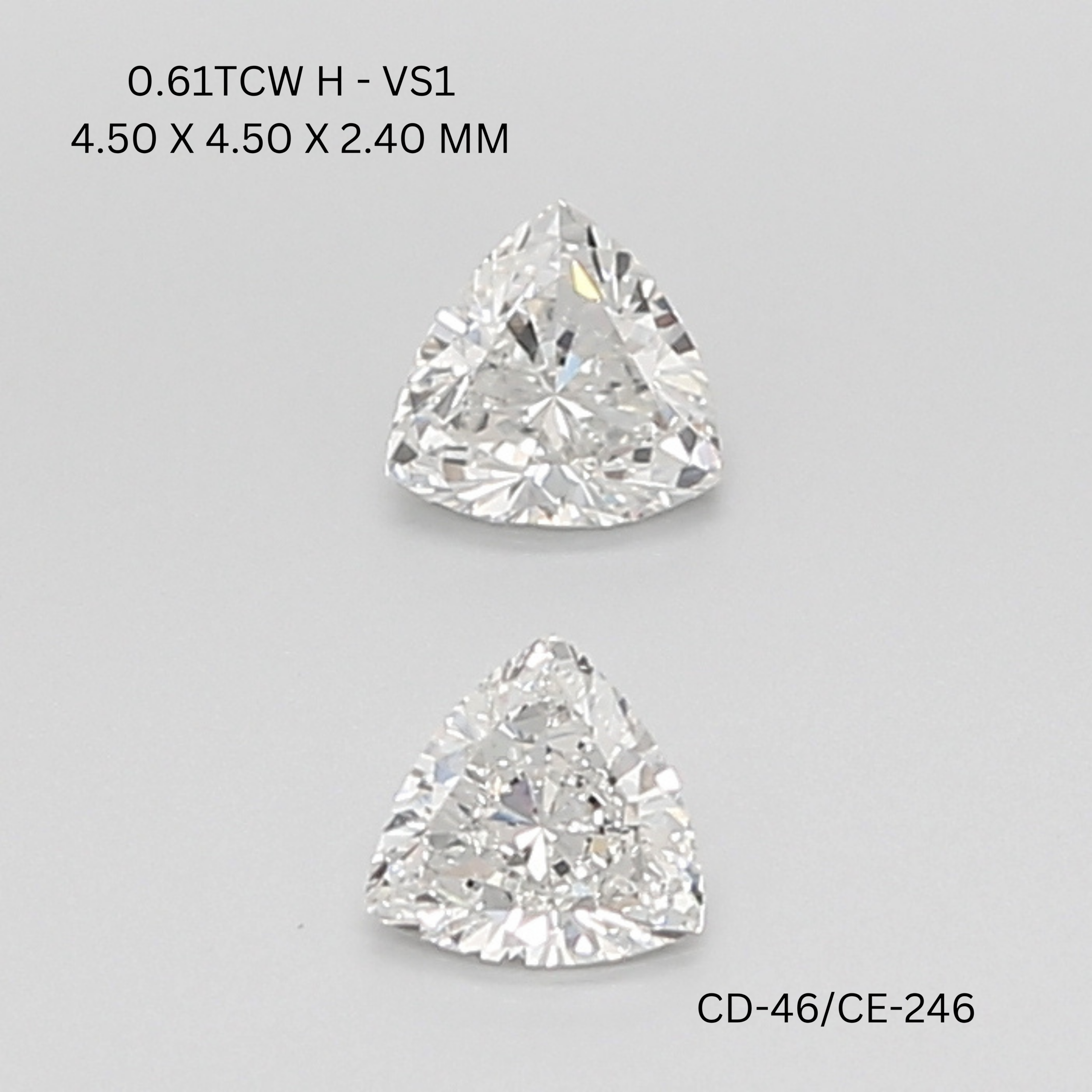 Triangle brilliant cut diamond pair high sparkle natural diamonds USA