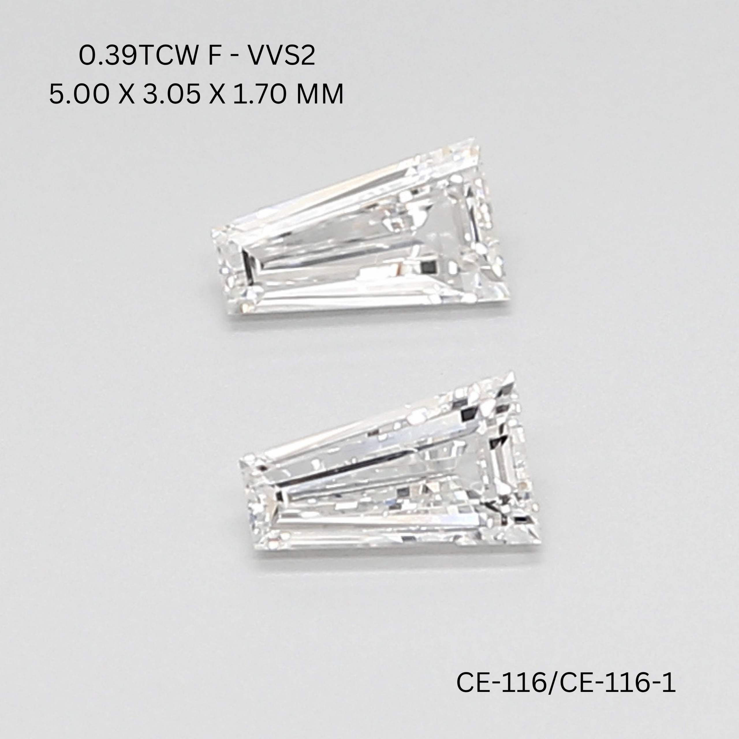 Refined Taper Shape Diamond Matching Pair USA - OM Jewels Inc
