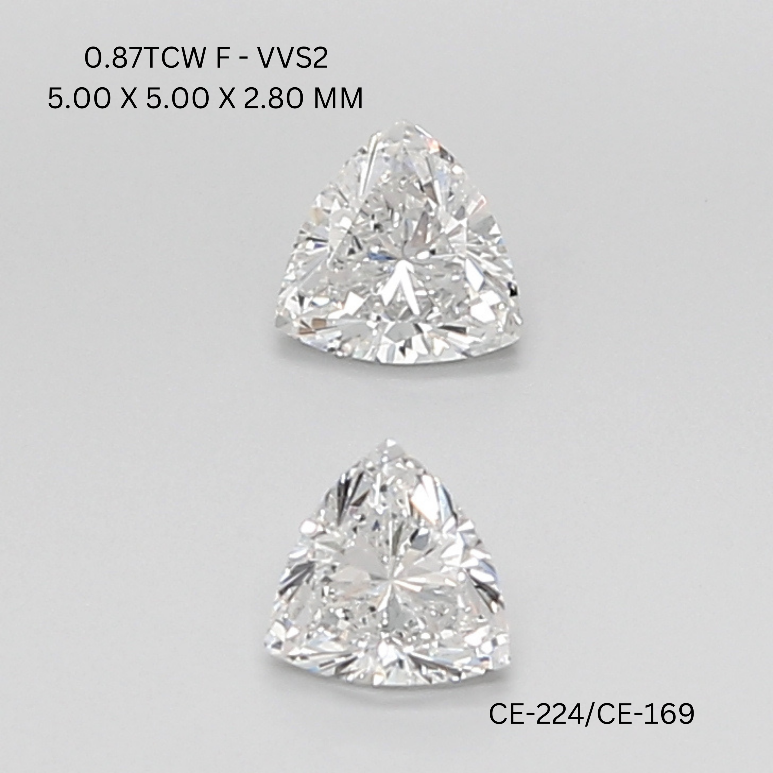 0.87 CT F VVS2 TRILLIANT diamond Pairs Inventory