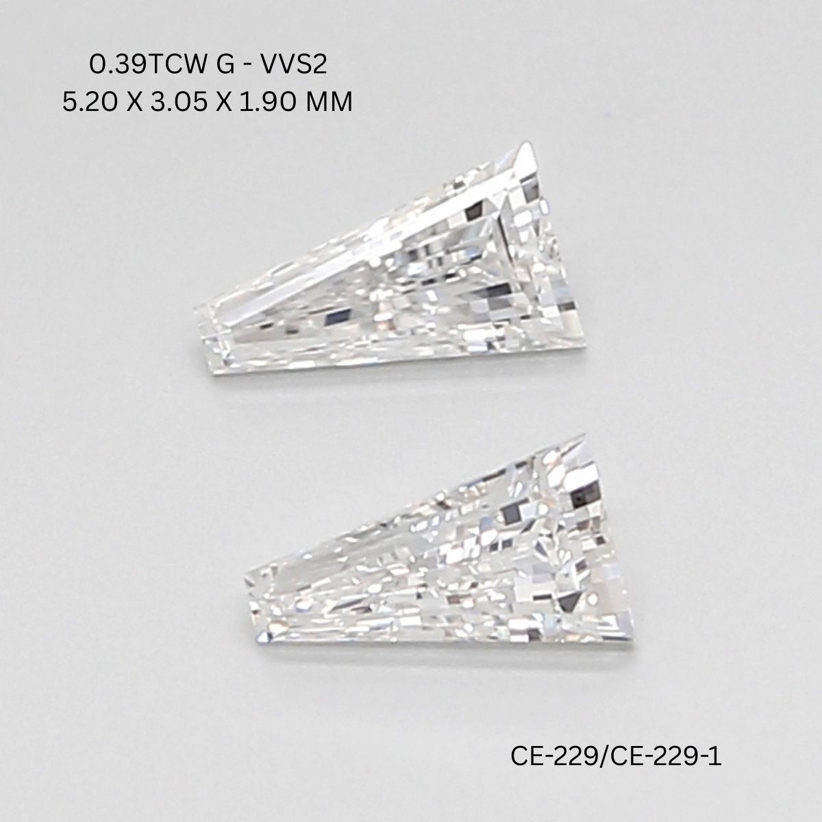 0.39 CT G VVS2 TAPER diamond Pairs Inventory