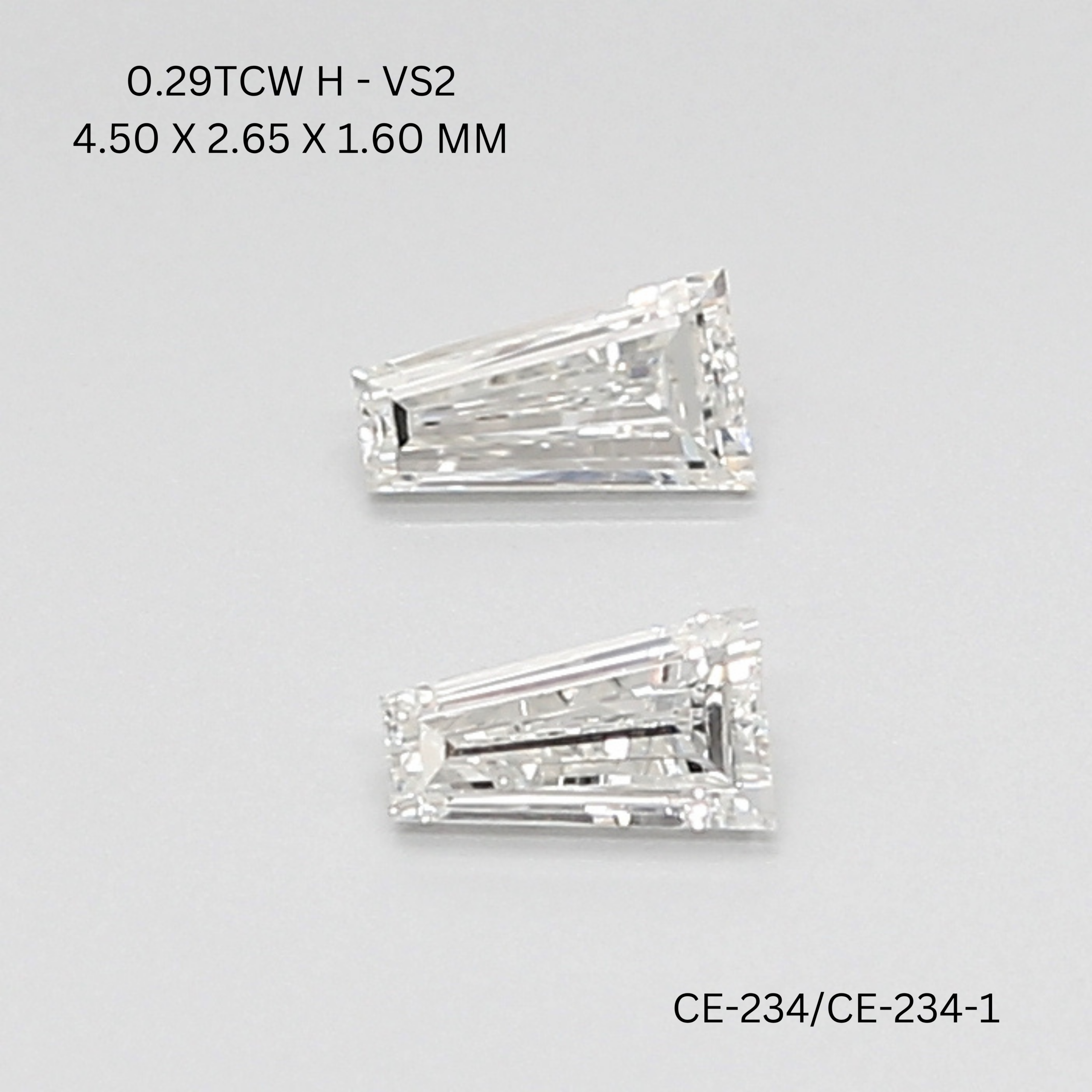 0.29 CT Taper Cut Diamond Matching Pair - OM Jewels Inc