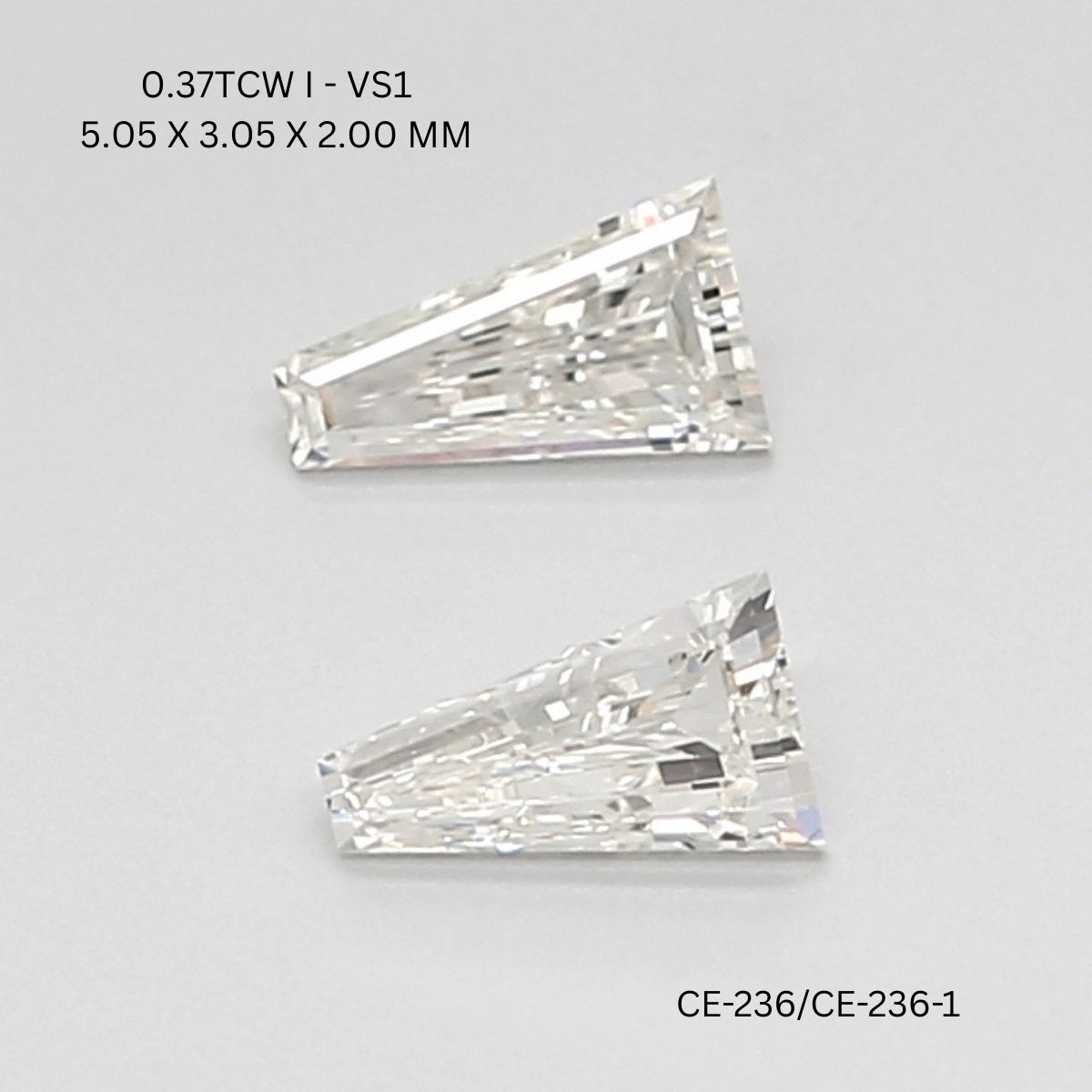 Tapered baguette diamond matching pair 0.37 carat I VS1 natural loose side stones supplier USA