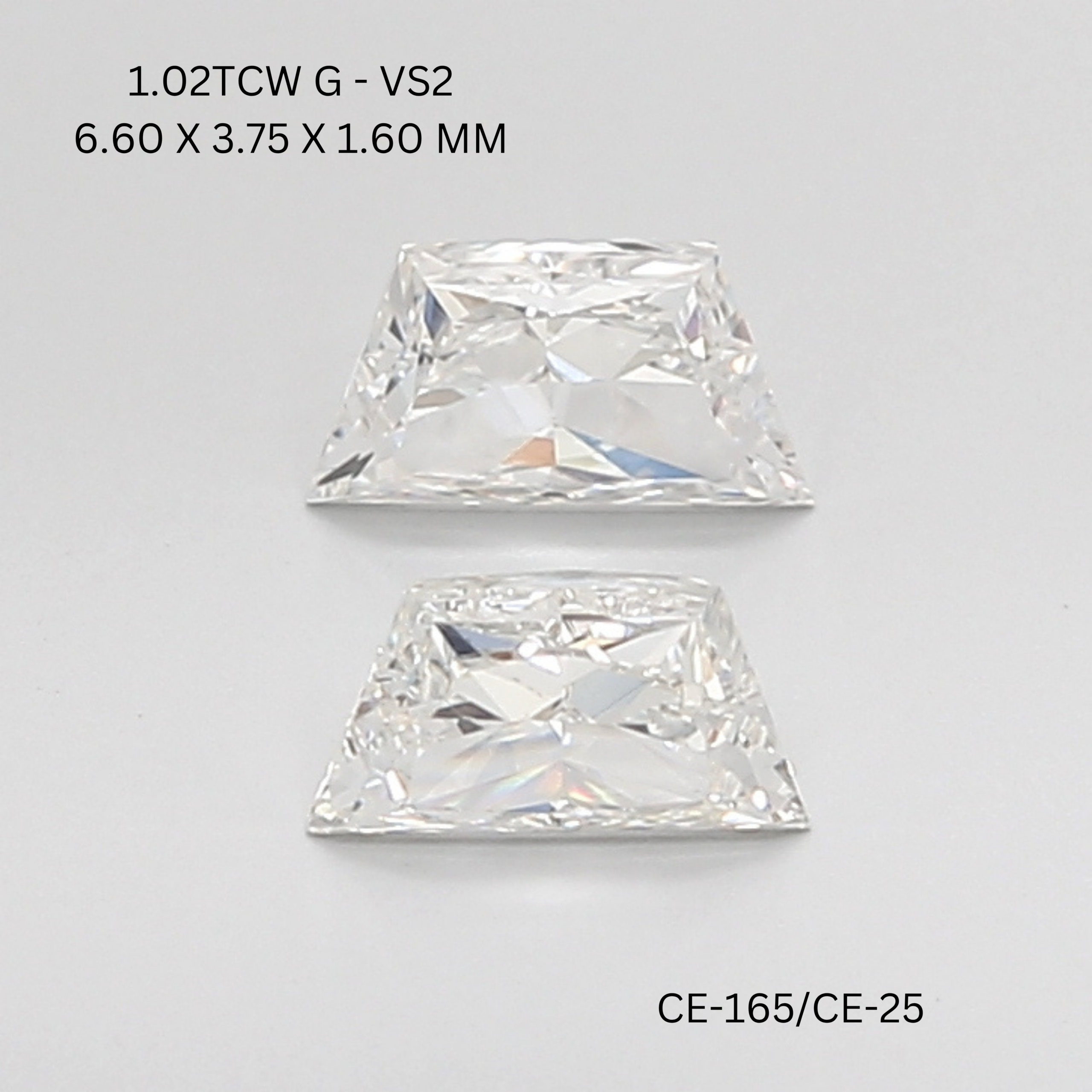1.02 CT G VS2 TRAPEZOID diamond Pairs Inventory