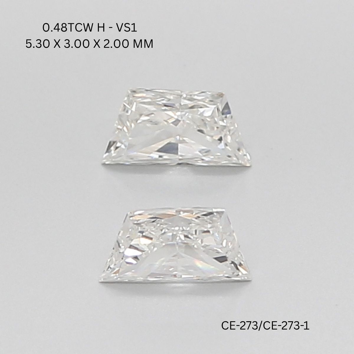 0.48CT Trapezoid Diamond Pair OM Jewels Inc