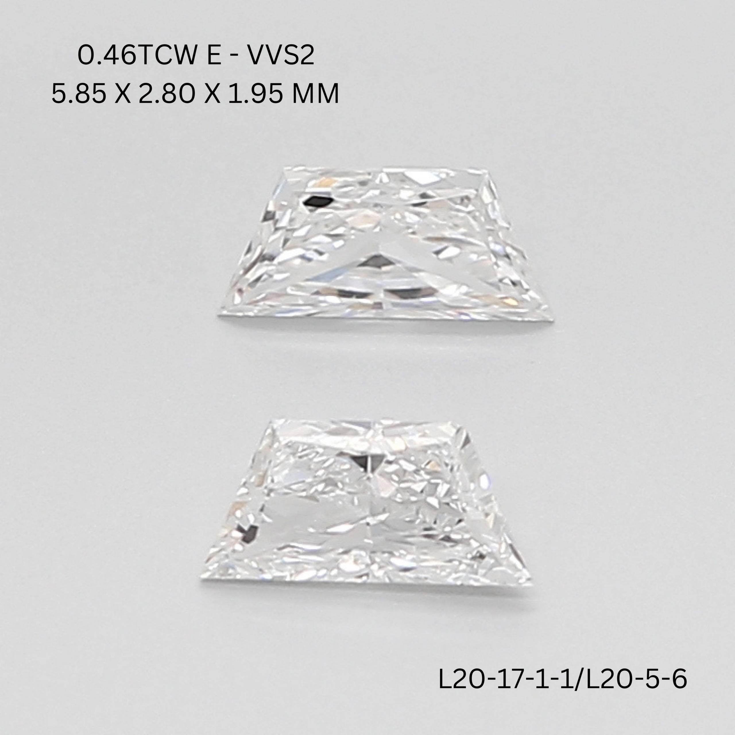 Trapezoid diamond matching pair 0.46 carat E VVS2 natural loose side stones supplier USA