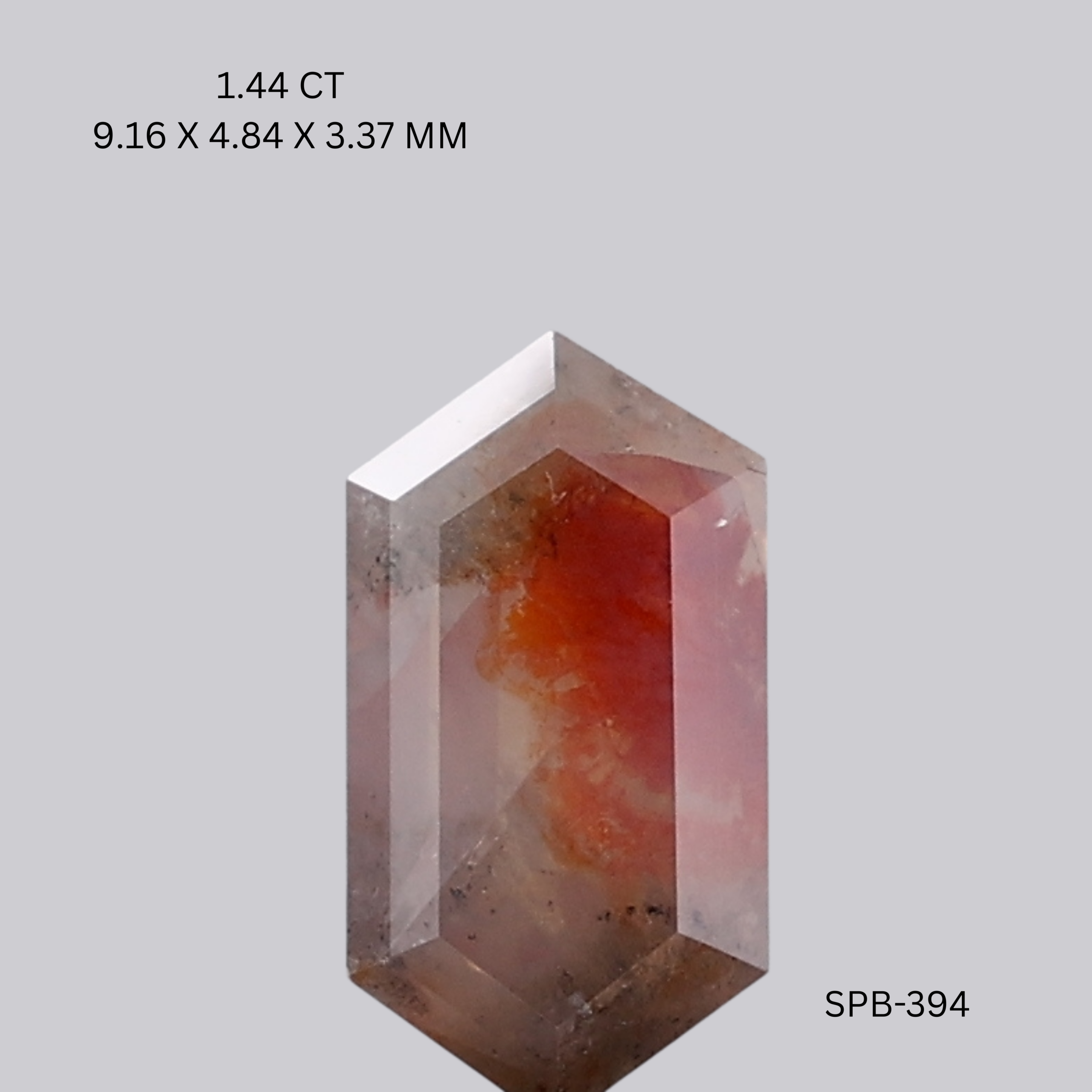 Elongated Hexagon Cut Orange Salt & Pepper Diamond 1.44 CT – OM Jewels Inc