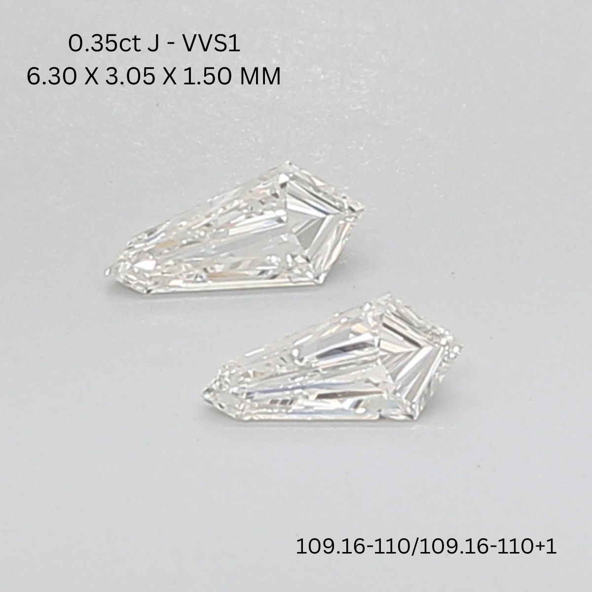 0.35 CT J VVS1 SHIELD diamond Pairs Inventory