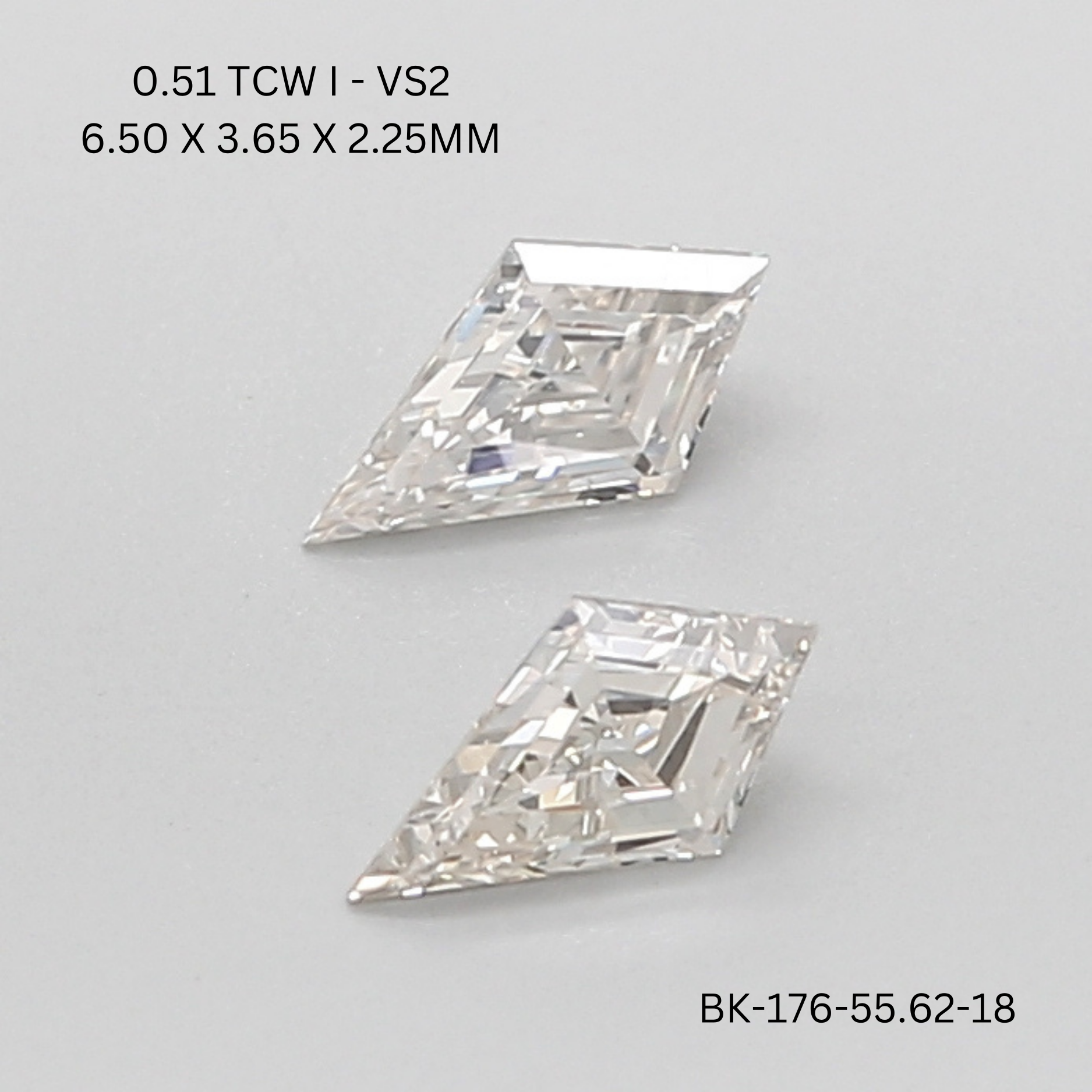 0.51 CT I VS2 KITE diamond Pairs Inventory