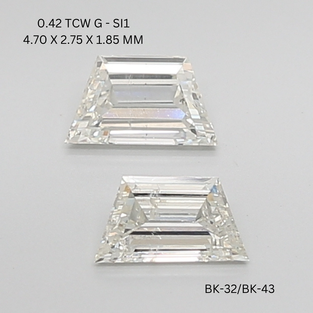 0.42CT G SI1 Trapezoid Natural Diamond Pair 4.7*2.75*1.85MM