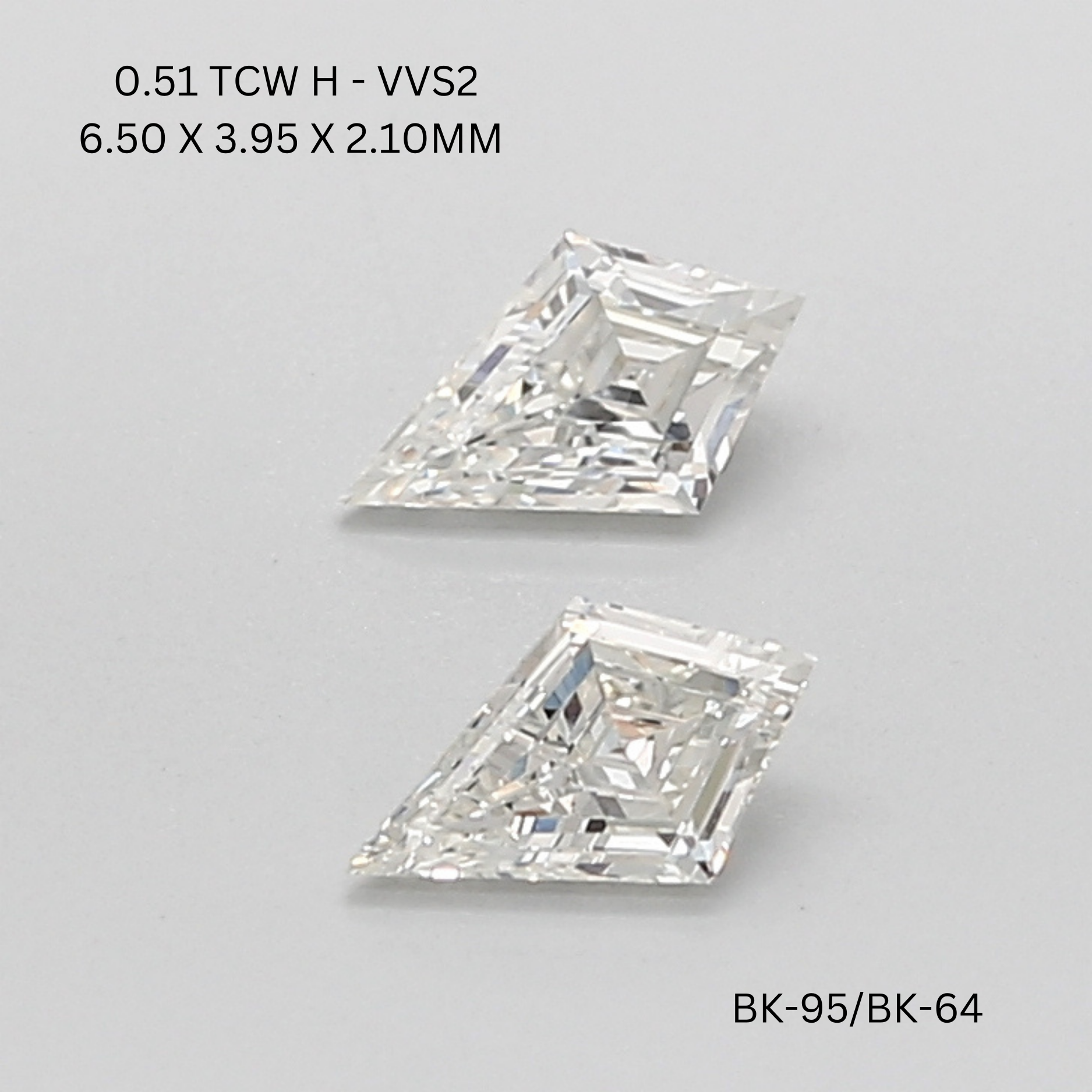 0.51 CT H VVS2 KITE diamond Pairs Inventory