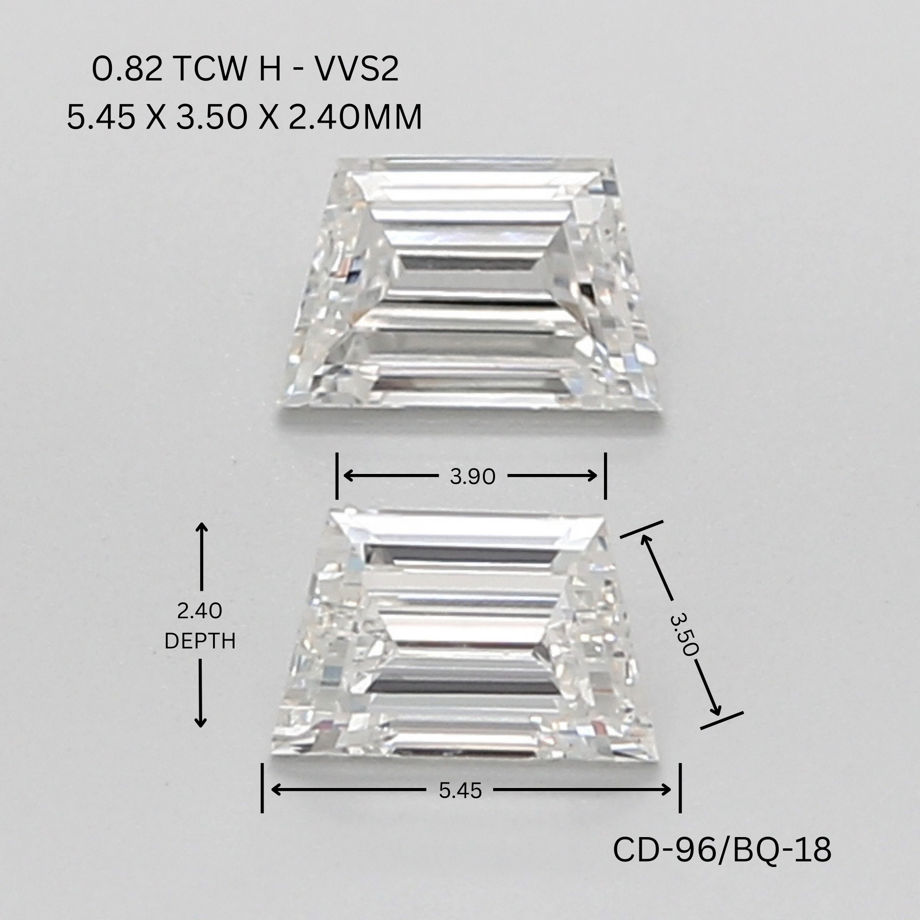 0.82 CT H VVS2 TRAPEZOID diamond Pairs Inventory