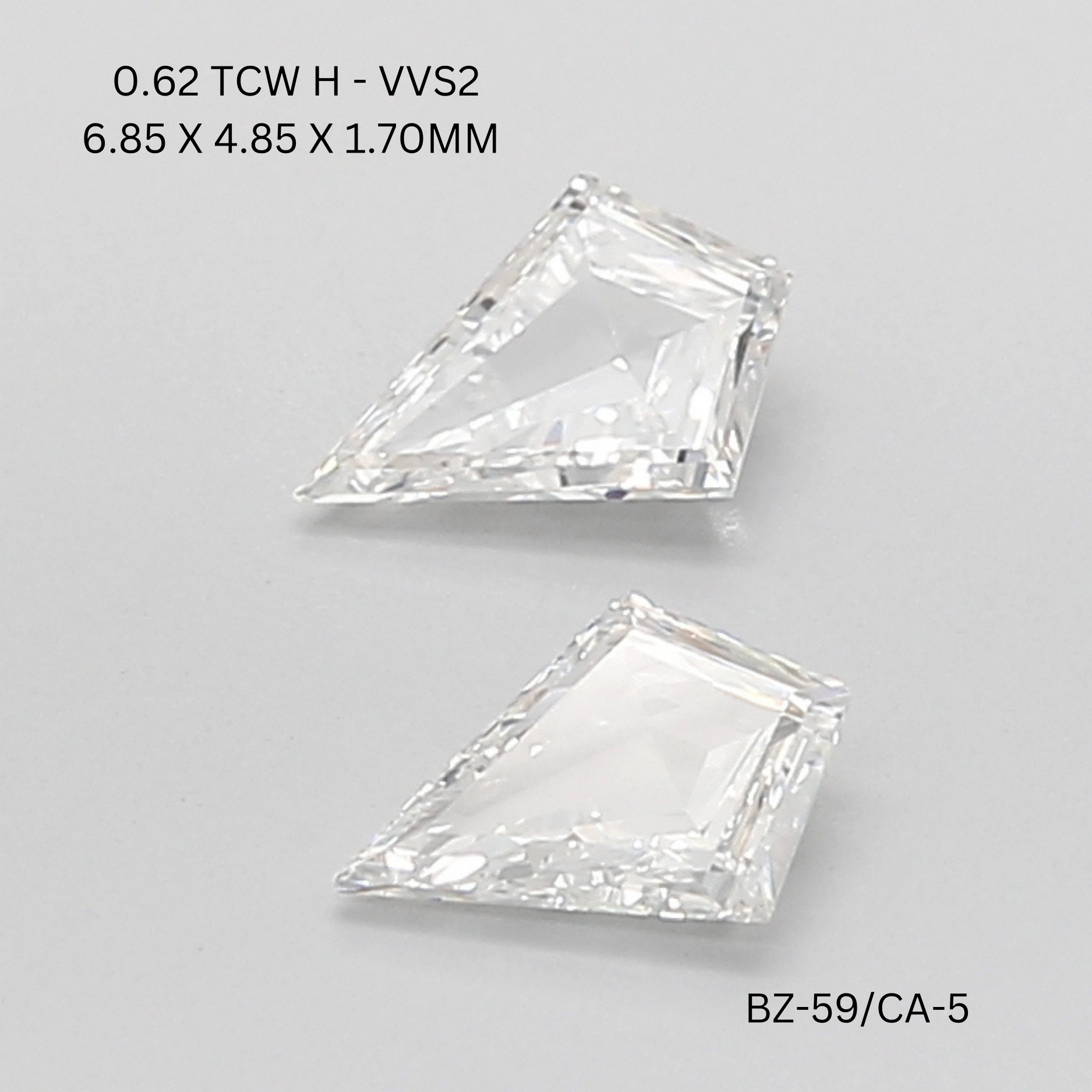 0.62 CT H VVS2 KITE diamond Pairs Inventory