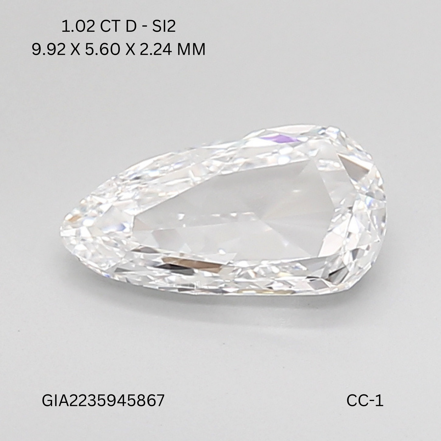 1.02 CT E VS2 PEAR diamond Fancy Shape