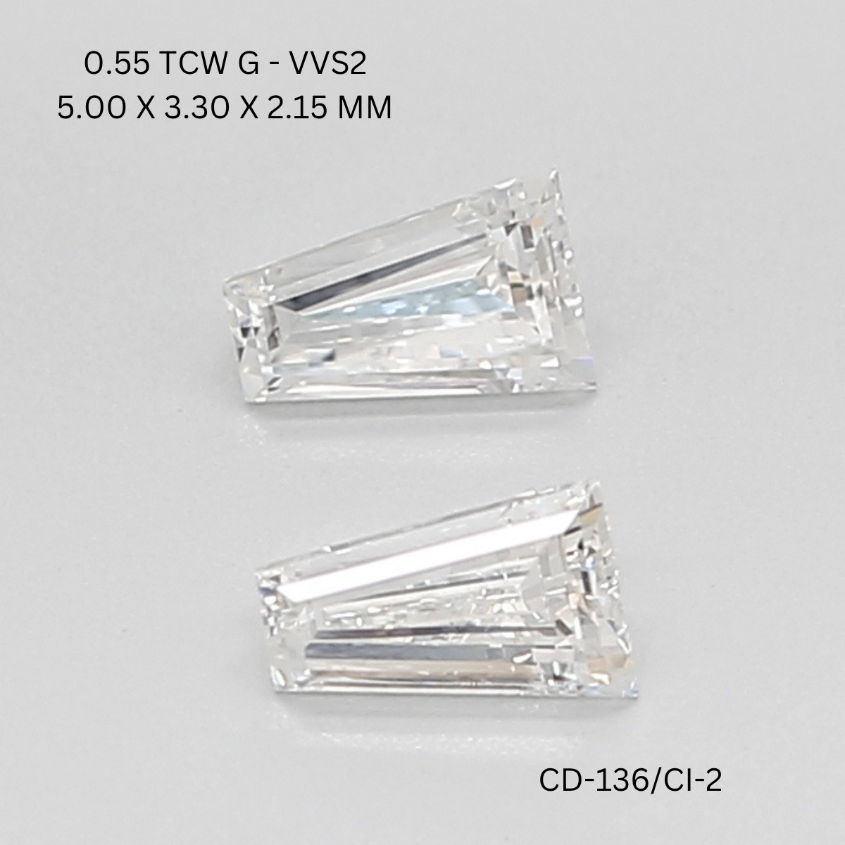 0.55 CT G VVS2 TAPER diamond Pairs Inventory
