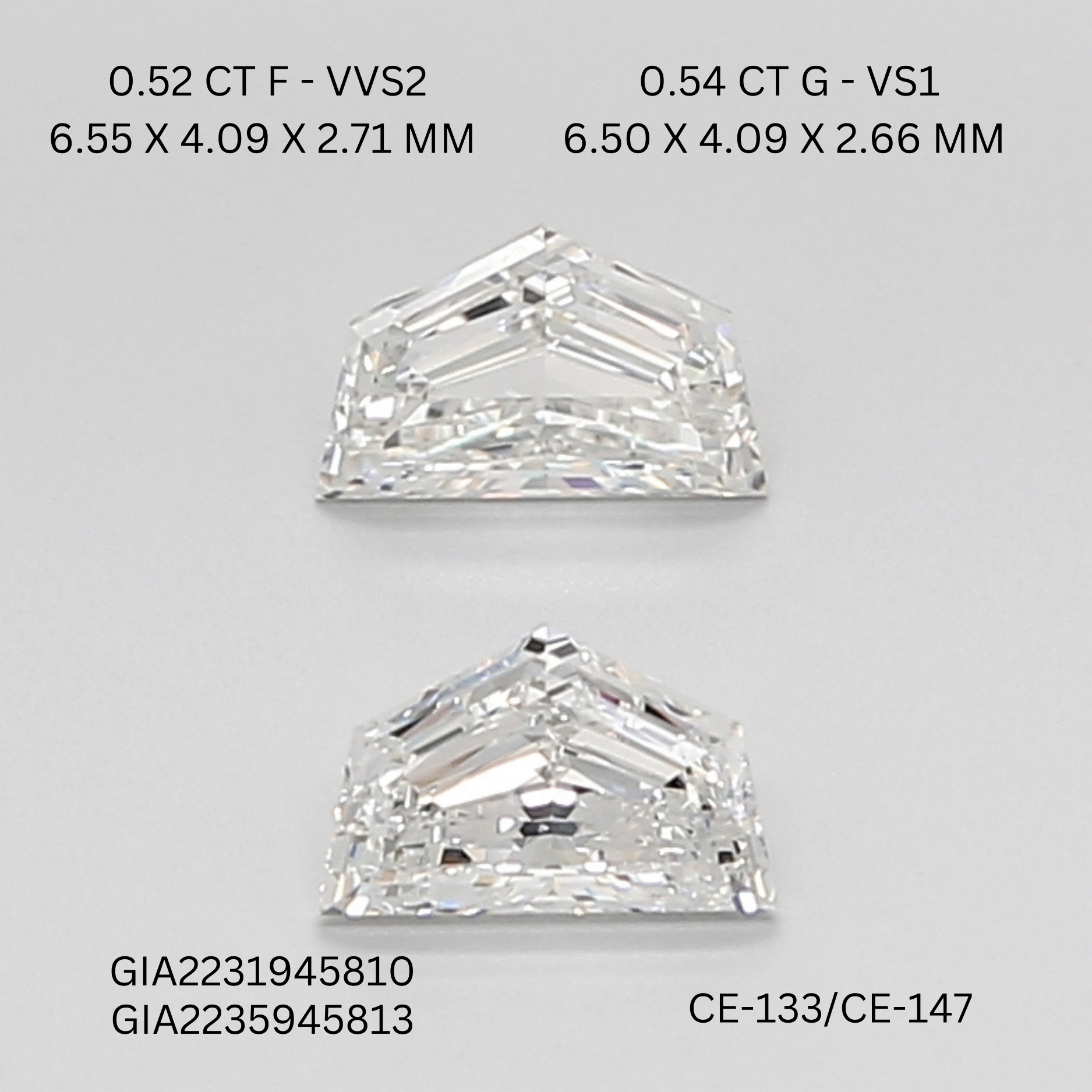 1.06 CT G VVS1 CADILLAC diamond Pairs Inventory