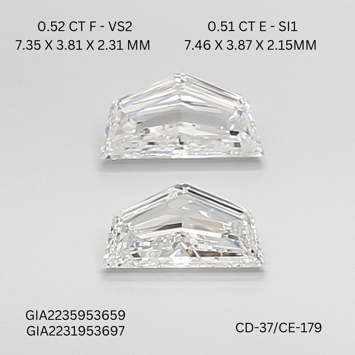1.03 CT G VS2 CADILLAC diamond Pairs Inventory