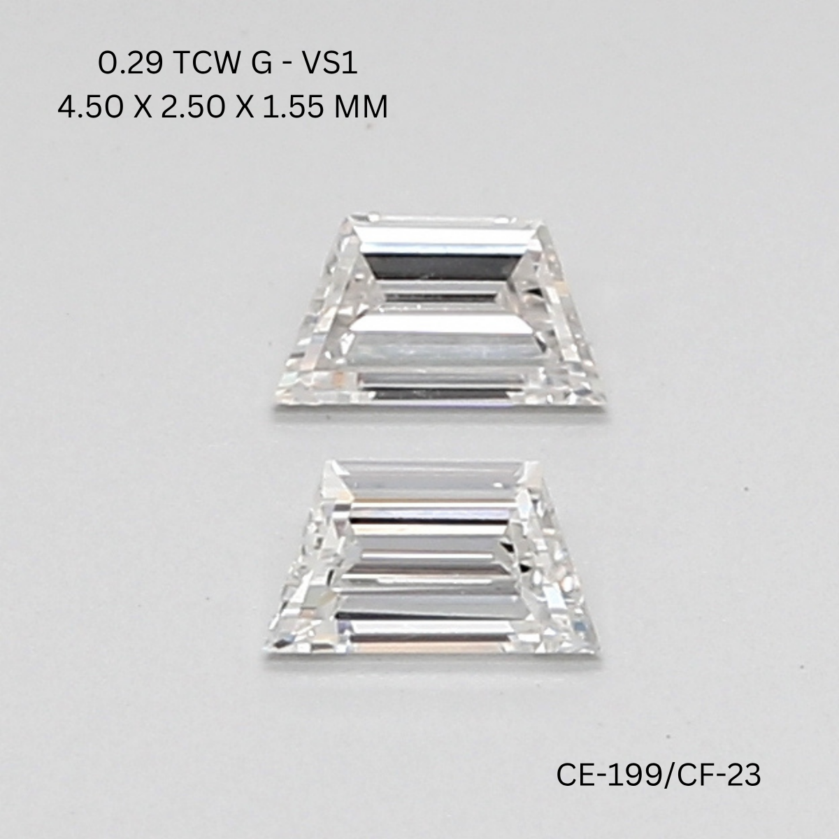 0.29 CT G VS1 TRAPEZOID diamond Pairs Inventory