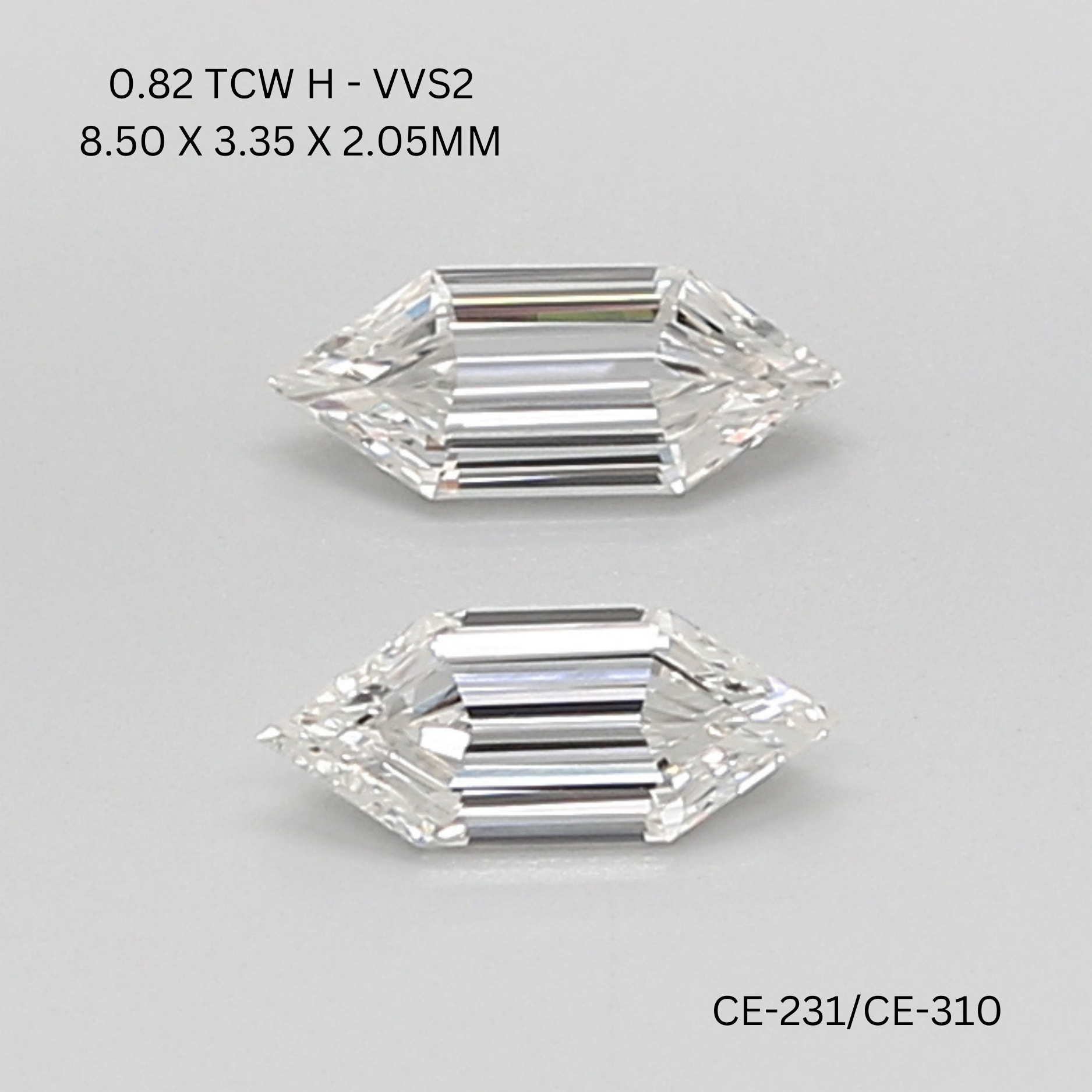 0.82 CT H VVS2 HEXAGONAL diamond Pairs Inventory