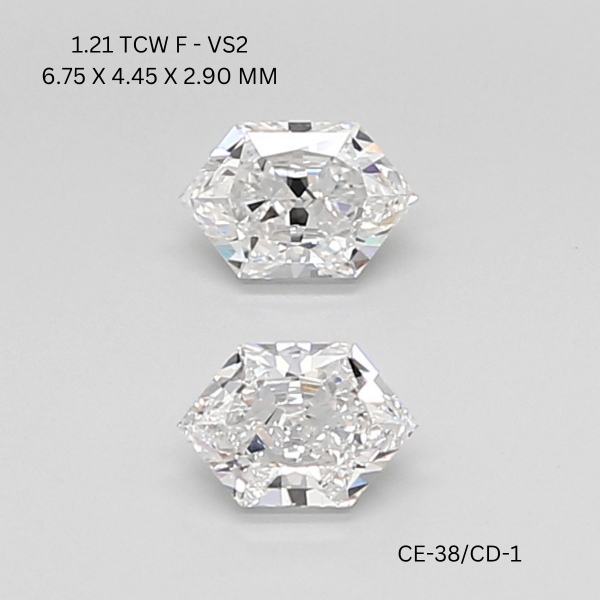 1.21 CT F VS2 HEXAGONAL diamond Pairs Inventory