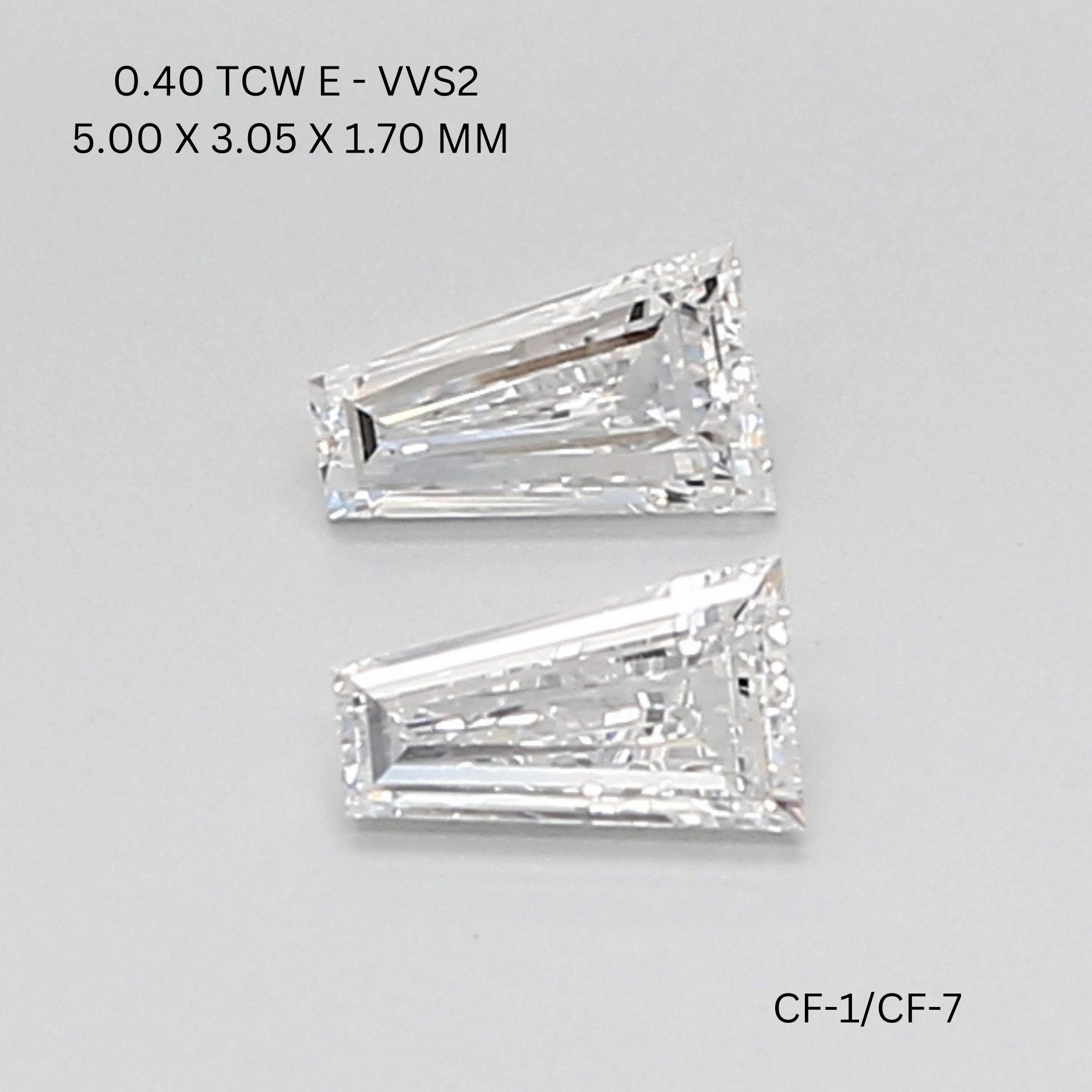 0.4 CT E VVS2 TAPER diamond Pairs Inventory